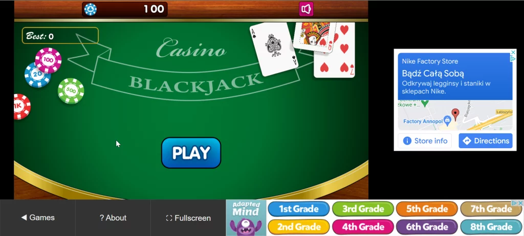 Freegames.org Blackjack games