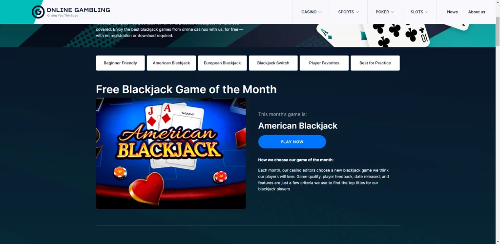 Onlinegambling.com free blackjack games