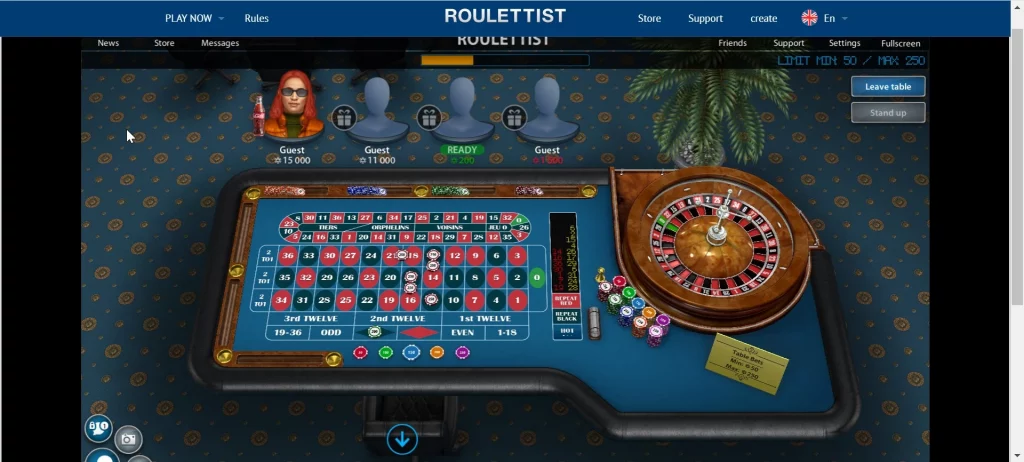 Roulette table online